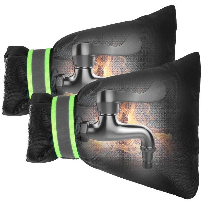 Kanosan Outdoor Faucet Covers for Winter Freeze Protection, Kanosan 8.3""H X 6.7""W Thickened Reflective Outside Spigots Covers Hose Bib Insulated Sock for Winter Cold Weather, 2 Pack Black - Image 1